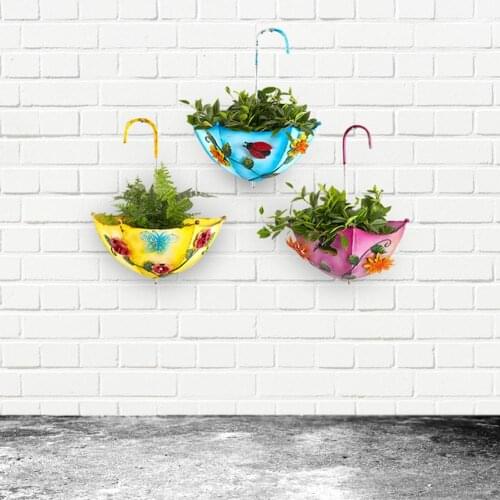 Creative Wall Hanging Flower Planter Iron Umbrella Planter Pot Hanging Flower Wall Decor Home Ornament Decoration