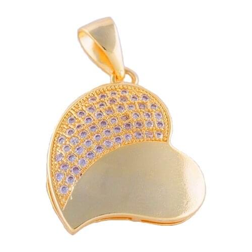 Hot Sale Jewelry Bijoux Zircon Heart Charms For Necklace Jewelry Making Diy Copper Micro Pave Floating Charms Wholesale Berloque