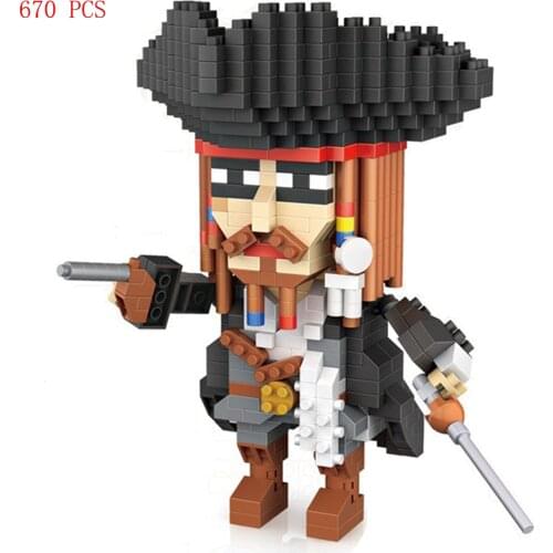 Hot one Pirates of the Caribbean figure Captain Jack Sparrow model bricks mini micro diamond building blocks toys for child gift