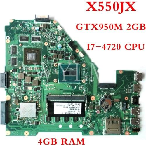 X550JX motherboard GTX950M/2GB i7-4720HQ mainboard For ASUS X550J X550JK FX50J A550J K550J W50J laptop motherboard