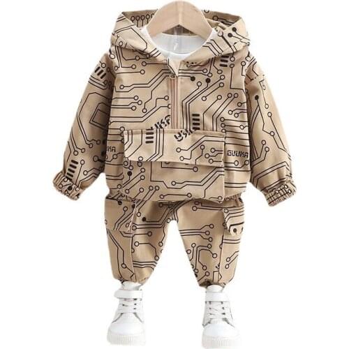 Fashion Spring Autumn Children Cartoon Costume Kids Hooded Jacke Pants Toddler Casual Clothes Boys Baby Girls Print Sport Suits