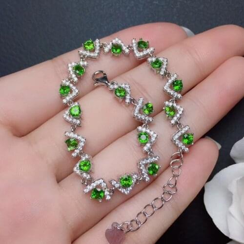 Fashion Lovely triangle natural green emerald Bracelet Natural gemstone bracelet S925 silver woman party girl gift fine jewelry