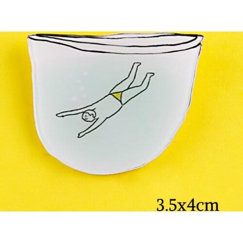 Cartoon Man in Water Pin Metal Badge Anime Icons BroochA Swimming Man Badges Backpack Clothes Jewelry Gift for Children