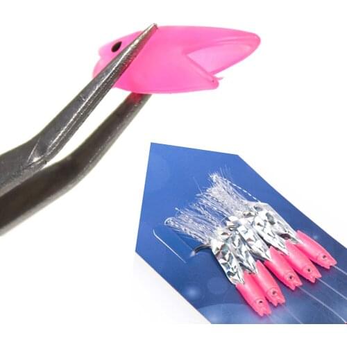 2cm/ 0.3g 3cm/0.7g Luminous Silicone Soft Fish Head DIY Sabiki Rig Material Lure Soft Bait for Saltwater Fishing Pink White