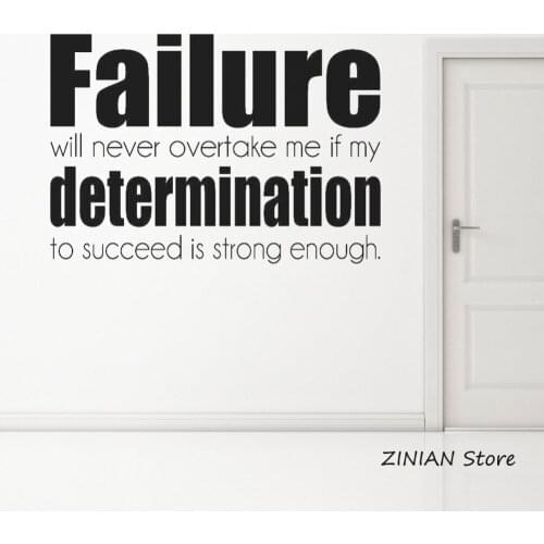 Determination Wall Sticker Inspirational Quote Wall Decal School Office Decor Failure Text Art Stickers Wallpaper Bedroom Z057