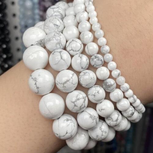 Natural Stone Howlite White Turquoises Round Beads Spacer Beads For Bracelets Jewelry Making Diy Handmade Accessories 4mm-12mm