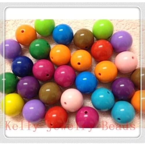 New Fashion Kids Chunky Necklace DIY Loose Acrylic Round Beads , 200pcs 16mm Cheap Acrylic Jewelry Making Beads Wholesale