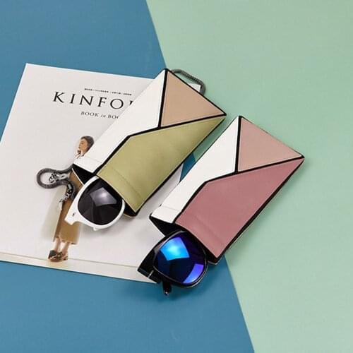 2021 New Color Matching Glasses Bag PU Leather Dust-proof Sunglasses Storage Bag Multifunctional Jewelry Storage Pouch