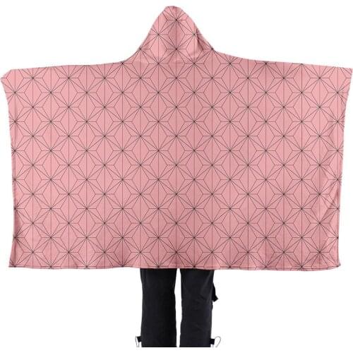 New Design Demon Slayer Cloak Cosplay Fashion Riman Print Pattern Hooded Blanket Home Furnishing Hooded Lazy Flannel Blanket