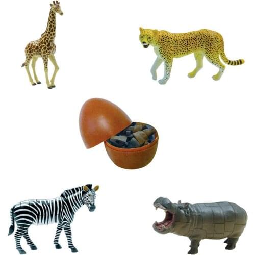 4pcs 3D Wild Animal Models Toys Set Animal Puzzle Kid Toys For Boys Plastic Cute Mini African Animals World For Education
