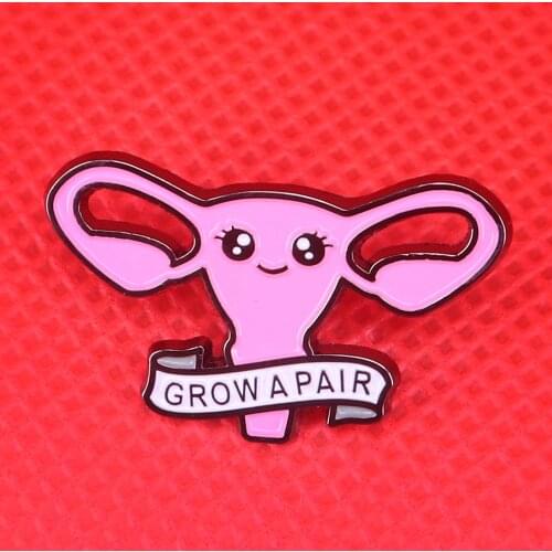 Grow a pair ovaries women brooches feminist pin uterus balls badge courage brooch femninism jewelry gift lady shirt jacket acces