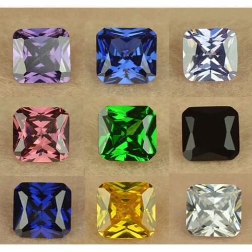 Mixed Color 4*4~12*12MM Square Octangle Shape Princess Cut Black White CZ Stone Loose Synthetic Gems Cubic Zirconia For Jewelry