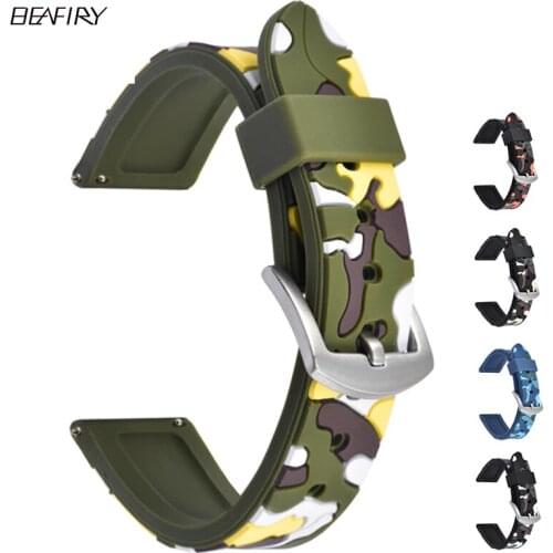 BEAFIRY Rubber Watch Strap 18mm 20mm 22mm 24mm Quick Release Silicone Watchband Watches Band Waterproof for huawei black green