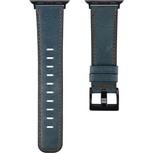 Genuine Leather Watch Band For Apple Watch 5 4 3 2 1 Replacement Retro Leather Sport Strap Classic Steel Pin Buckle Wrist Strap