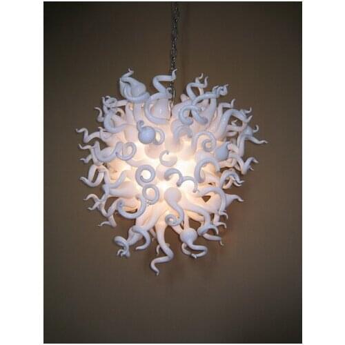 Luxurious White Flower Chandelier Hand Blown Murano Glass for Bar