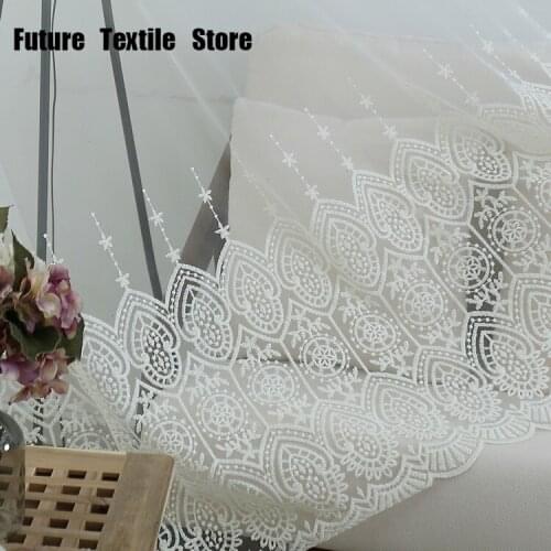 American-Style White European-Style High-End Embroidered Window Curtain Bedroom Living Room Bay Window Shade Finished Product