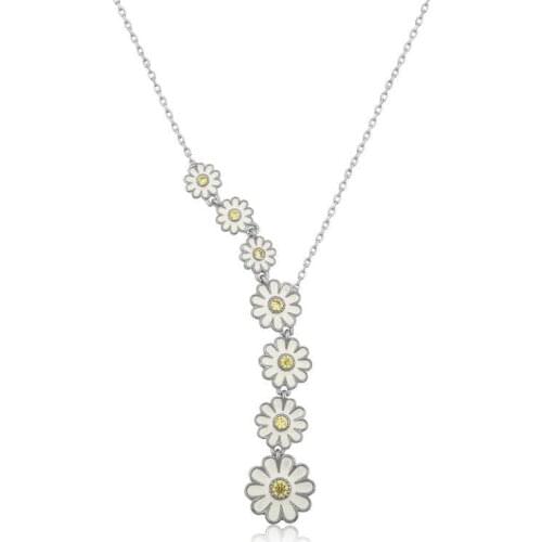 Silverlina Silver Row Daisy Necklace
