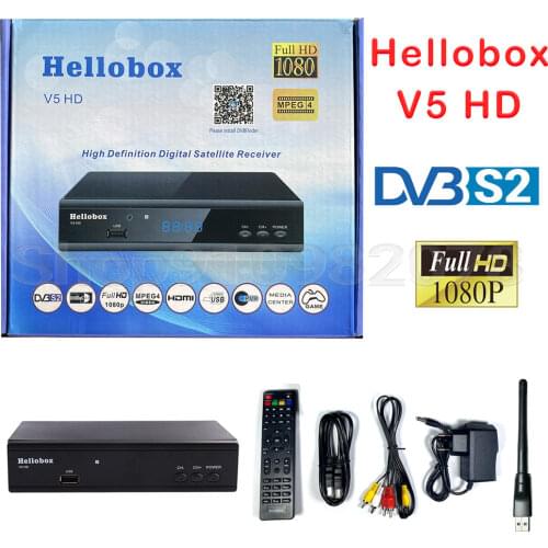 Hellobox V5 HD Satellite TV Receiver Auto Biss Powervu support cline newcamd mgcam scam DVB Decoder