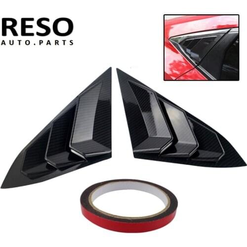 RESO--Rear 1/4 Quarter Panel Rear Side Window Louvers For Honda Civic 2016--2020 Carbon fiber black