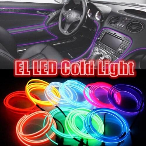 LED Strip Garland EL Wire 2M/5M Car Interior Lighting Auto Rope Tube Line flexible Neon Light With 12V car charger battery light