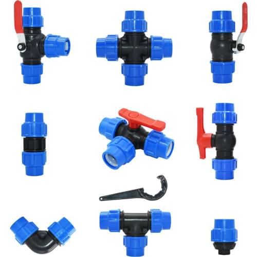 T-type 20mm 25mm pvc pe tube tee Quick connector ball valve water splitter DN15 DN20 Garden tap tee water flow control valve 1pc