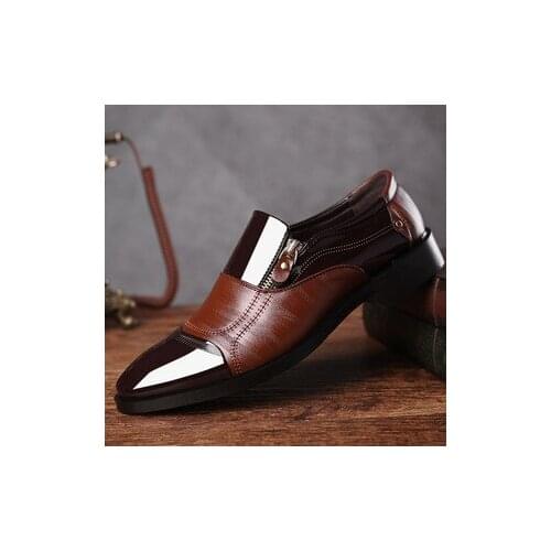 Stitching Patent Leather Shoes Men Platform Dress Shoes 2021 Pointed Toe Slip on Loafers Man Fashion Party Banquet Male Footwear