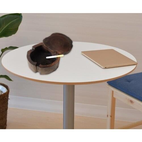 Vintage Natural Wood Carving Ashtray with Lid Detachable Simple Design Decorative Ash Tray Cigarette Holder Smoking