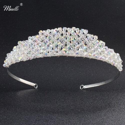 Miallo Woman Bride Crowns Wedding Rhinestone Tiaras Fashion Women Headband Charms Crystal Hair Accessories Head Rim for Hair