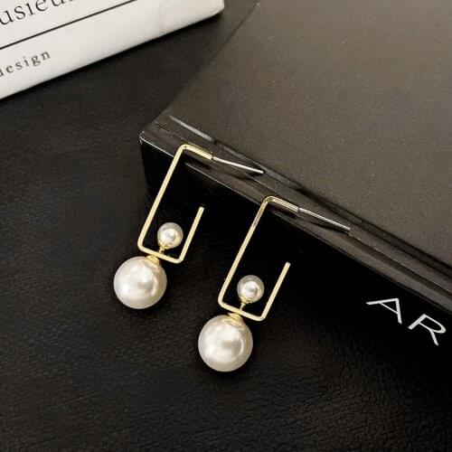 S925 Silver Needle Rectangular Pearl Earrings Detachable Geometric Multi-wearing Stud Fashion Retro Simple Earrings Women