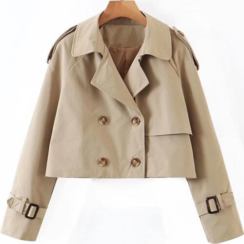 ZXQJ Women Khaki Short Trench Coat 2021 Automn Fashion Ladies Vintage Overcoats Windbreaker Female Loose Casual Outwear