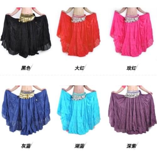 2021 Belly Dance Stage Costume Gypsy Tribal Linen Skirt Dress 10 Colors High Quality 96cm length