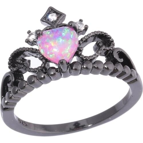 CiNily Created Pink Fire Opal CZ Black Gold filling Wholesale Simple Jewelry for Women Wedding Engagement Ring Size 6-9 OJ9593
