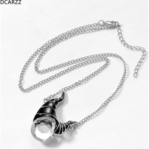 Mistress of Evil Maleficent Horns Necklace Rhinstone Pendant Women Girls Halloween Costume Villain Cosplay Party Jewelry
