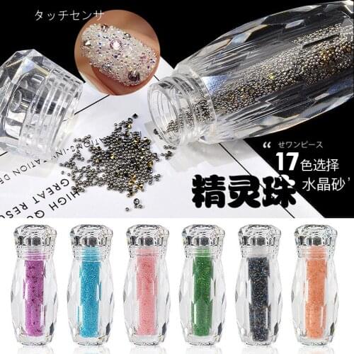1 Bottle Mini Caviar Beads Crystal Tiny Rhinestones Glass Micro Bead For Nails DIY Colorful 3D Glitter Nail Art Decorations