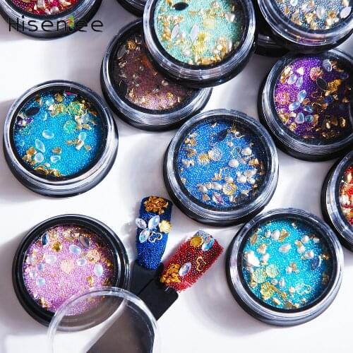 1 Bottle Mixed 0.6-0.8mm 26 Color Optional Nail Art Decorations Micro Caviar Beads 3D Metal Rivet Shell Horse Eye Rhinestone