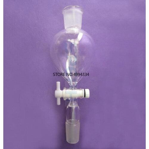 1PC 60/125/250/500ml Ball-shaped Clear Glass Separating Funnel With Ground-in Mouth 14/19/24# PTFE Stopper for Laboratory
