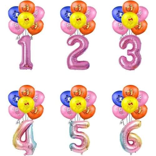 13Pcs princess Winnie Bear Foil Balloon Happy birthday decorations the poohs air balloon wedding decoration Children classic toy