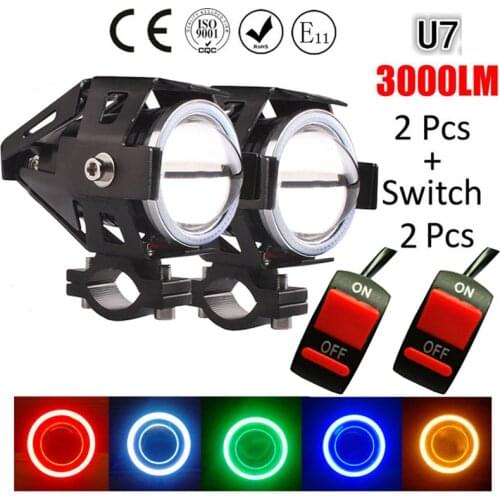 Huiermeimi 2 PCS 125W motorcycle headlight 3000ml moto driving auxiliary head lamp led U7 motobike spotlight car fog work light
