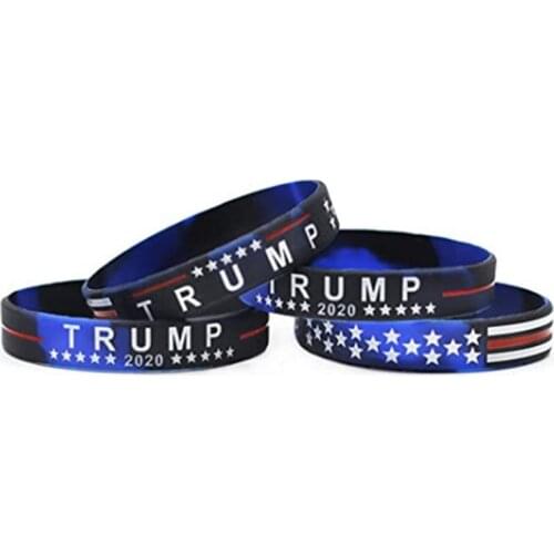 2pcs/set Trump Keep America Great 2020 Silicone Wrist Band Bracelet Wristband Circumference 20.2cm Boy Man Accessory