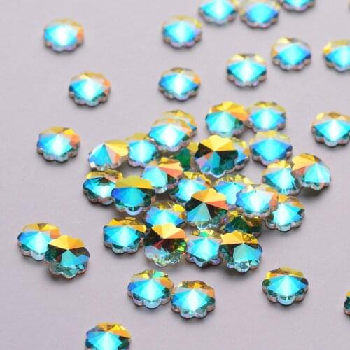 30pcs Plum blossom Shape 8mm Crystal AB Flat Back Fancy Nail Art Crystal Rhinestones For Wedding Personality Design Beads