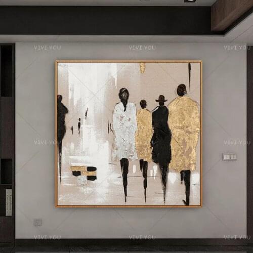 Handmade Abstract Pedestrian Art Oil Painting On Canvas Modern Paintings For Living Room Decor Modern Art Pictures