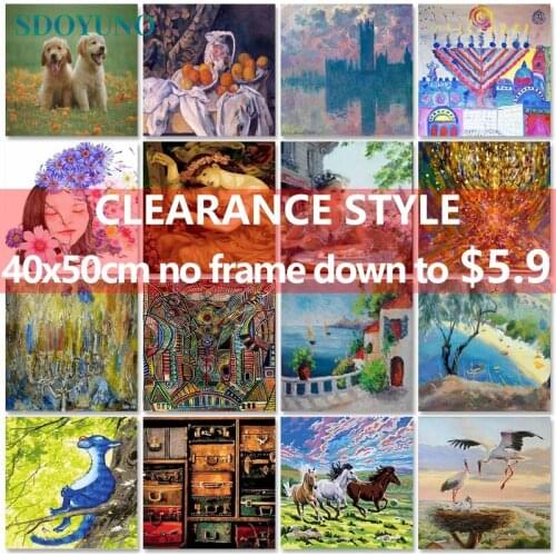 SDOYUNO Clearance style Acrylic Paint By Numbers Flowers DIY 60x75cm Oil Painting By Numbers Digital Landscape Canvas Painting D