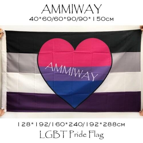 AMMIWAY Any Size Single or Double Sided Asexual Bisexual Romantic Combo Flag LGBT bi Bisexuality Pride Rainbow Gay Flags Banners