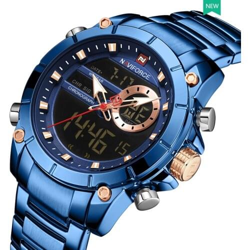 NAVIFORCE Sport Top Luxury Brand Men Watch Watch Waterproof Stainless Steel Wristwatch Quartz Complete Calander Clock Design