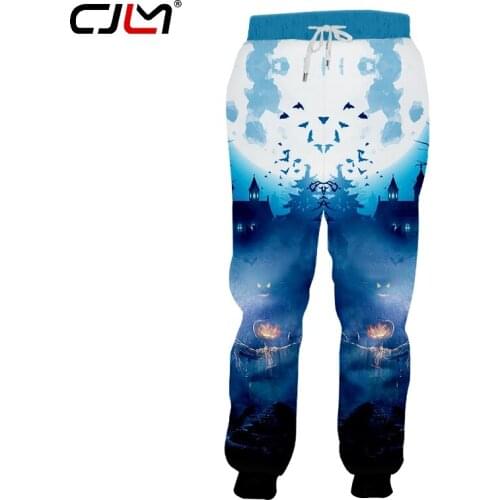 CJLM Halloween Gothic Hot Sale Man Sweatpants 3D Pumpkin Printed Scarecrow Mens Blue Pants Direct Selling