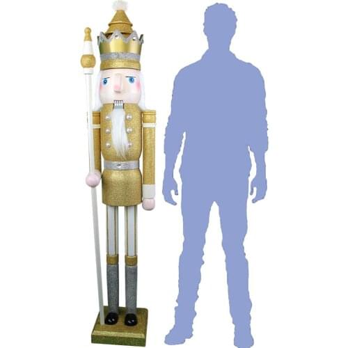 CDL 6feet/180cm/6ft/6foot Life size large/Giant Gold Glitter Christmas Wooden Nutcracker King & Soldier Ornament Doll Gift K29