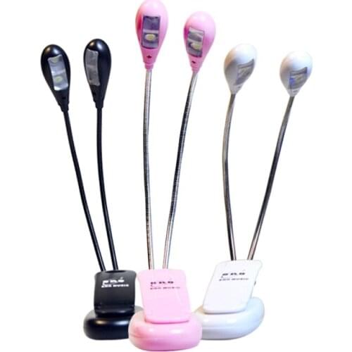 Double-pole 4 led lamp bed-lighting reading light mini clip on lamp music-stand lamp free shipping wholesale