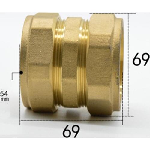 Fit Tube OD 54mm Brass Compression Fitting Union Straight Connector Water Gas Fuel