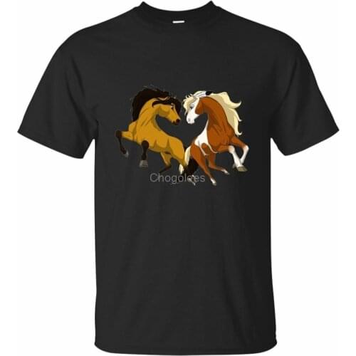 Cute Kids DreamWorks Spirit Riding Free Spirit Horse T-Shirt Man Casual Short Sleeve Tops Black Size S-3XL