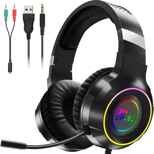 NJSJ RGB Game Headset Is Suitable For PC PS4 Game Player Headset With Microphone To Reduce Noise Stereo Wired Headset Bluetooth